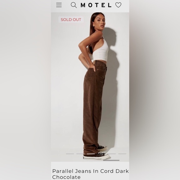 Motel Rocks corduroy trousers 90’s parallel jeans wide leg chocolate brown - Picture 15 of 16